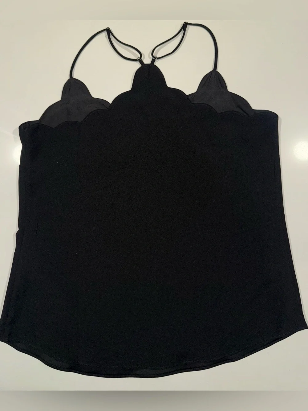 J. Crew Black Scalloped V-Back Spaghetti Strap Camisole